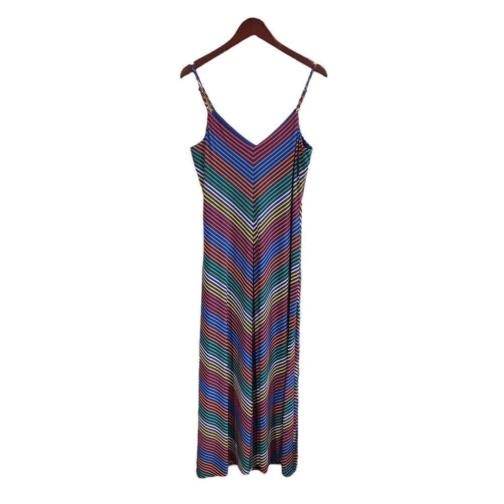 Lauren Ralph Lauren Chevron Jersey Maxi Dress Sleeveless Womens Size 12 - Picture 4 of 6